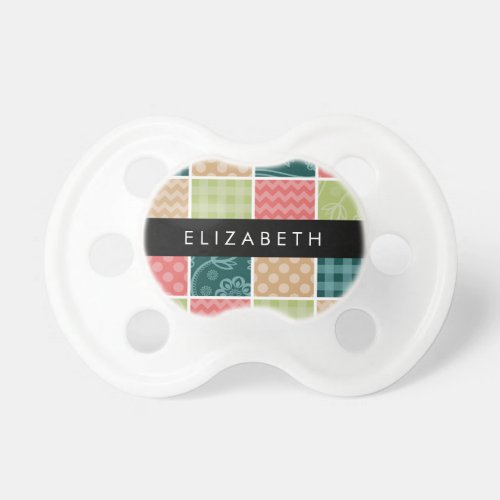 Zigzag Chevron Gingham Polka Dots Your Name Pacifier