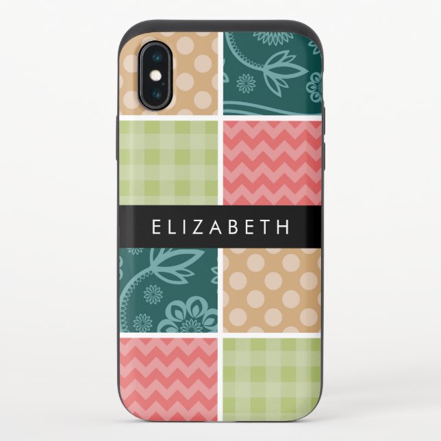 Zigzag, Chevron, Gingham, Polka Dots, Your Name Uncommon iPhone Case (Back)