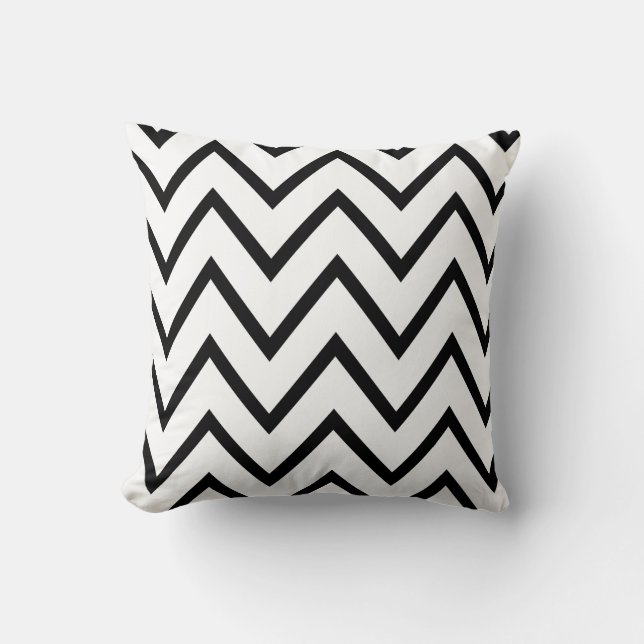 Zigzag Chevron Pattern | Black and White Throw Pillow (Front)