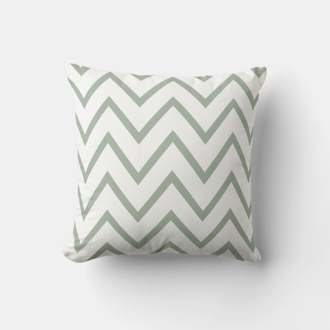 Zigzag Chevron Pattern | Sage green Throw Pillow (Front)