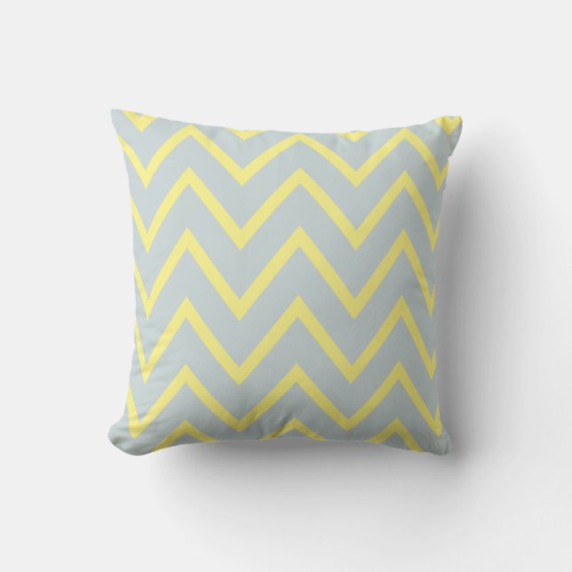 Zigzag Chevron Pattern | Yellow Grey Throw Pillow (Front)