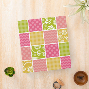 Zigzag, Chevron, Polka Dots, Gingham, Patchwork 3 Ring Binder