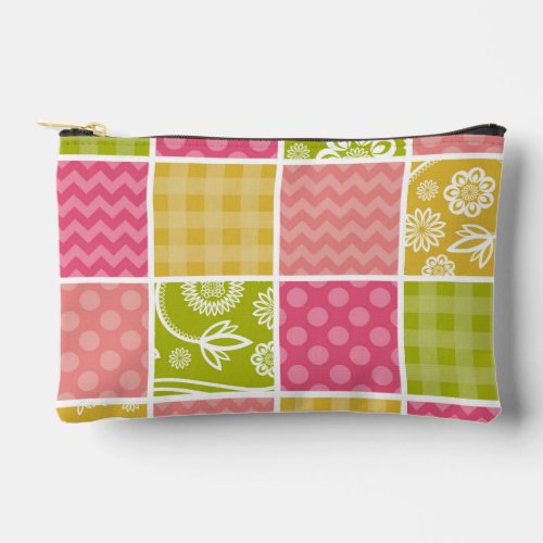 Zigzag Chevron Polka Dots Gingham Patchwork Accessory Pouch