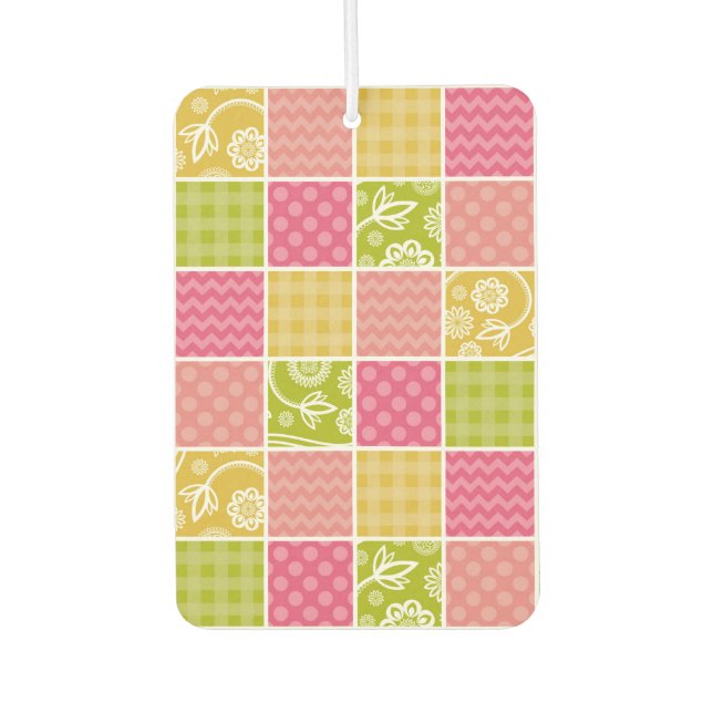 Zigzag, Chevron, Polka Dots, Gingham, Patchwork Air Freshener (Front)