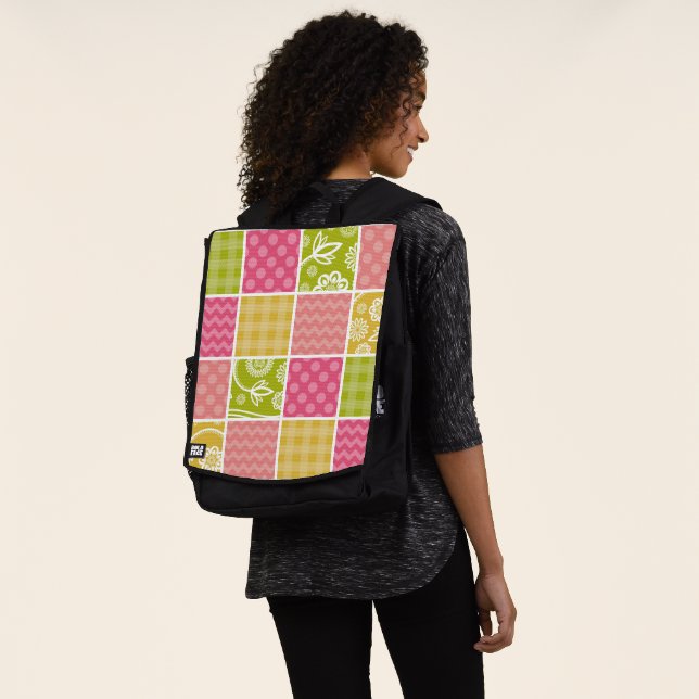 Zigzag, Chevron, Polka Dots, Gingham, Patchwork Backpack (Worn)