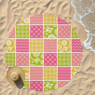 Zigzag, Chevron, Polka Dots, Gingham, Patchwork Beach Towel