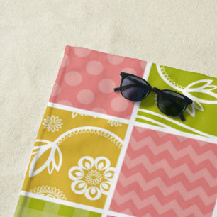 Zigzag, Chevron, Polka Dots, Gingham, Patchwork Beach Towel