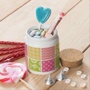Zigzag, Chevron, Polka Dots, Gingham, Patchwork Candy Jar