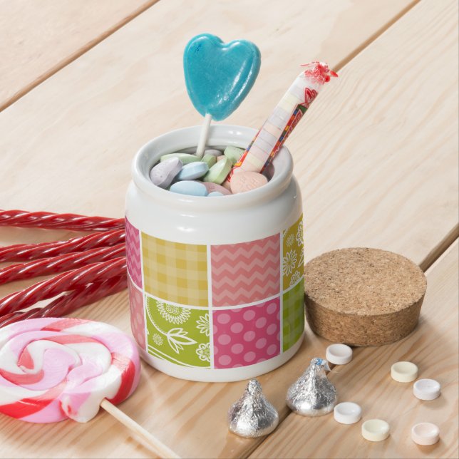 Zigzag, Chevron, Polka Dots, Gingham, Patchwork Candy Jar (In Situ)
