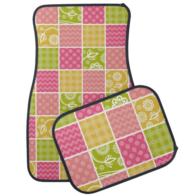 Zigzag, Chevron, Polka Dots, Gingham, Patchwork Car Floor Mat (Set)