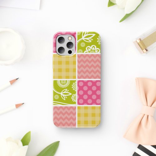 Zigzag Chevron Polka Dots Gingham Patchwork iPhone 11 Case