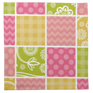 Zigzag, Chevron, Polka Dots, Gingham, Patchwork Cloth Napkin