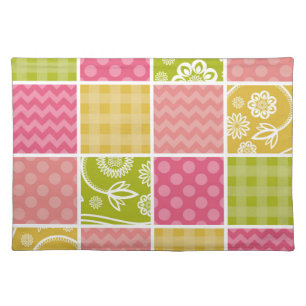 Zigzag, Chevron, Polka Dots, Gingham, Patchwork Cloth Placemat