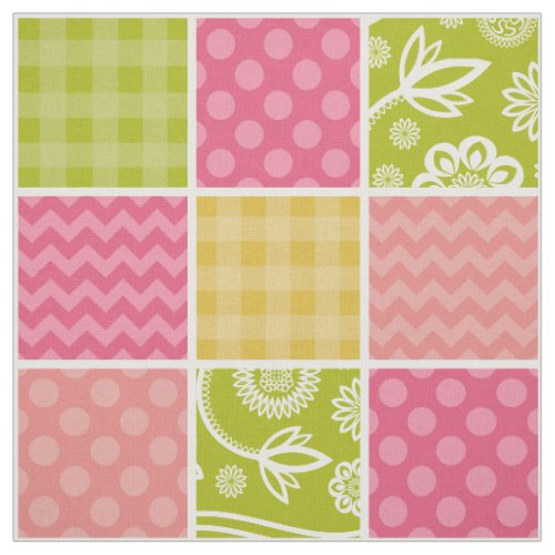 Zigzag Chevron Polka Dots Gingham Patchwork Fabric