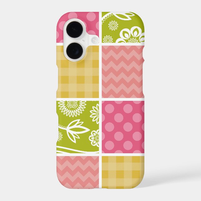 Zigzag, Chevron, Polka Dots, Gingham, Patchwork Iphone Case (Back)