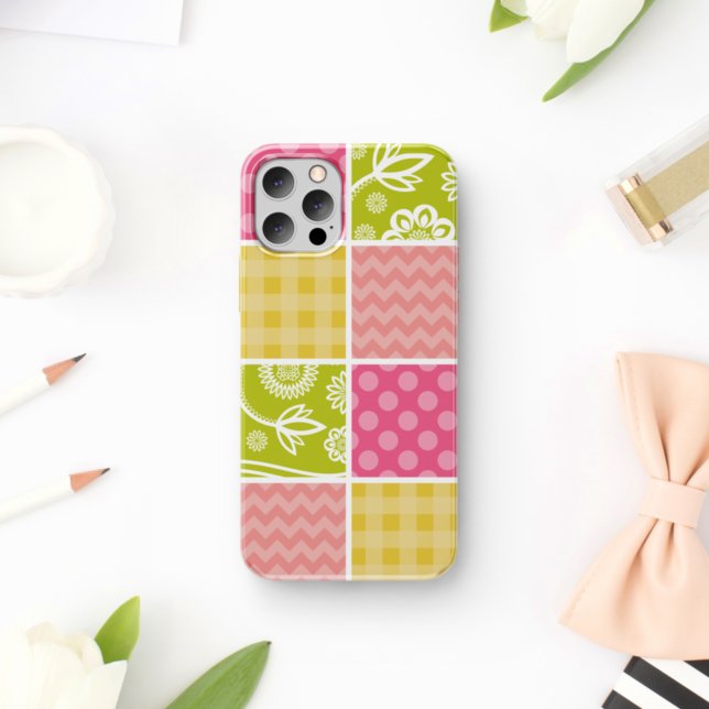 Zigzag, Chevron, Polka Dots, Gingham, Patchwork iPhone Case (Creator Uploaded)