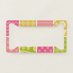 Zigzag, Chevron, Polka Dots, Gingham, Patchwork License Plate Frame