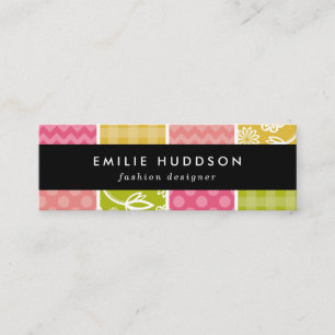 Zigzag, Chevron, Polka Dots, Gingham, Patchwork Mini Business Card