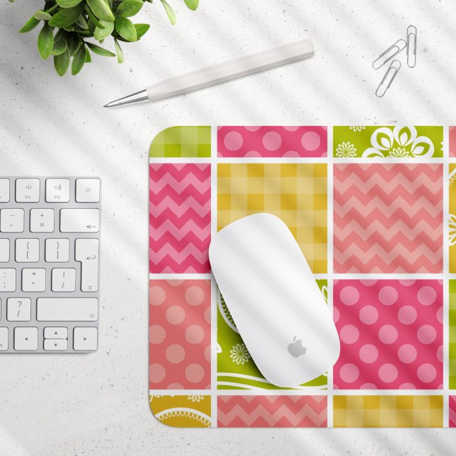 Zigzag, Chevron, Polka Dots, Gingham, Patchwork Mouse Pad (Creator Uploaded)