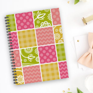 Zigzag, Chevron, Polka Dots, Gingham, Patchwork Notebook