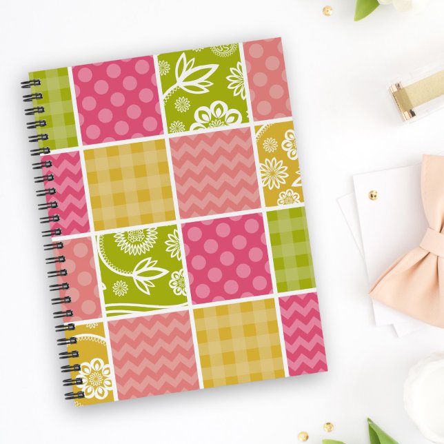 Zigzag, Chevron, Polka Dots, Gingham, Patchwork Notebook (Creator Uploaded)