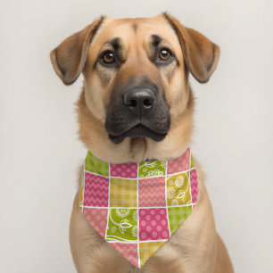 Zigzag, Chevron, Polka Dots, Gingham, Patchwork Pet Bandana Collar