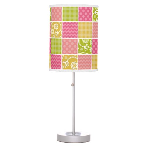 Zigzag Chevron Polka Dots Gingham Patchwork Table Lamp