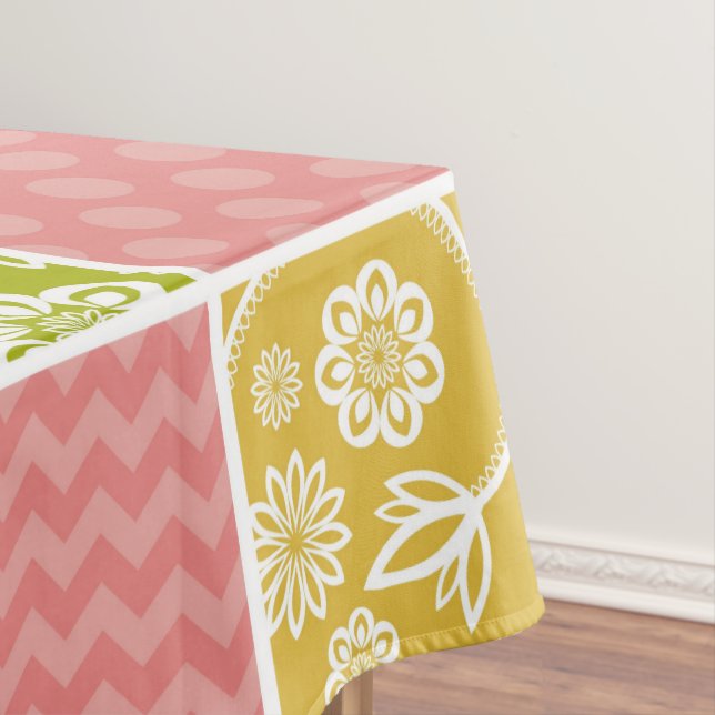 Zigzag, Chevron, Polka Dots, Gingham, Patchwork Tablecloth (In Situ)