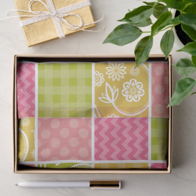 Zigzag, Chevron, Polka Dots, Gingham, Patchwork Tissue Paper (Gift)