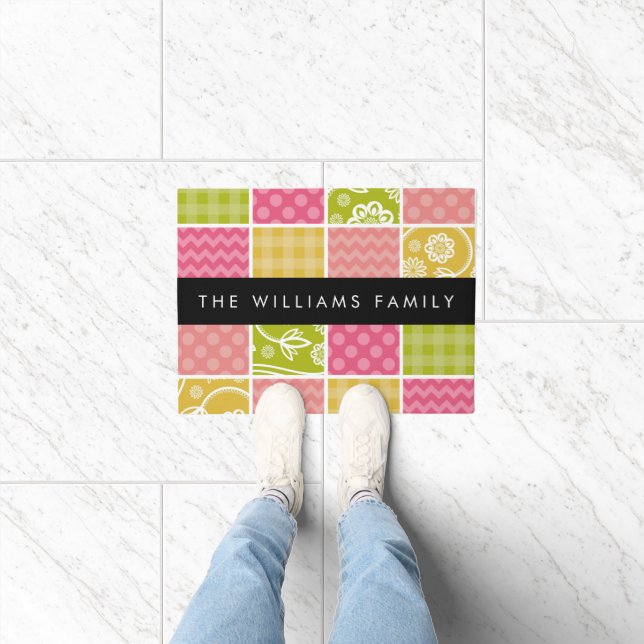 Zigzag, Chevron, Polka Dots, Gingham, Your Name Doormat (Indoor)