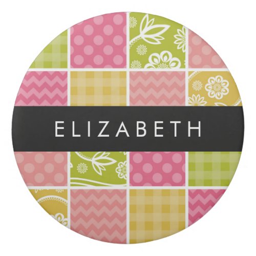 Zigzag Chevron Polka Dots Gingham Your Name Eraser