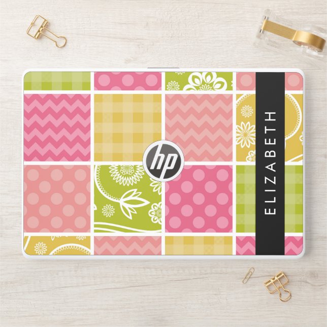 Zigzag, Chevron, Polka Dots, Gingham, Your Name HP Laptop Skin (Desk)