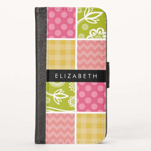 Zigzag Chevron Polka Dots Gingham Your Name iPhone X Wallet Case