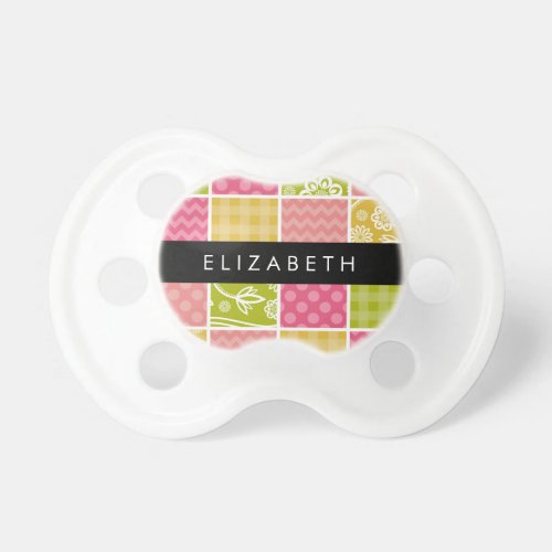 Zigzag Chevron Polka Dots Gingham Your Name Pacifier