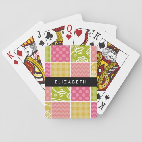 Zigzag Chevron Polka Dots Gingham Your Name Poker Cards