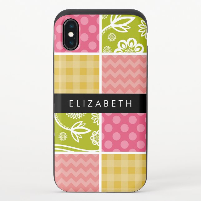 Zigzag, Chevron, Polka Dots, Gingham, Your Name Uncommon iPhone Case (Back)