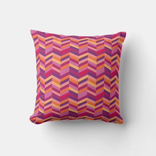 zigzag chevron purple and orange throw pillow