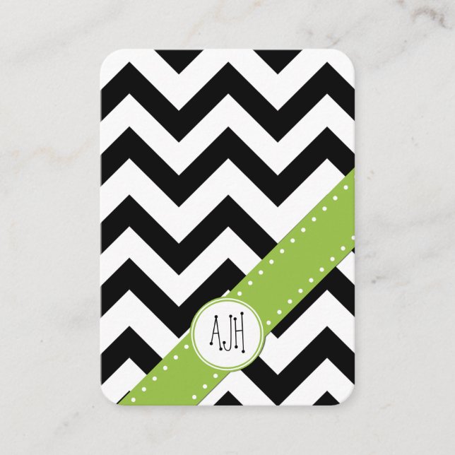 Zigzag, Chevron, Stripes, Black and White  Business Card (Front)