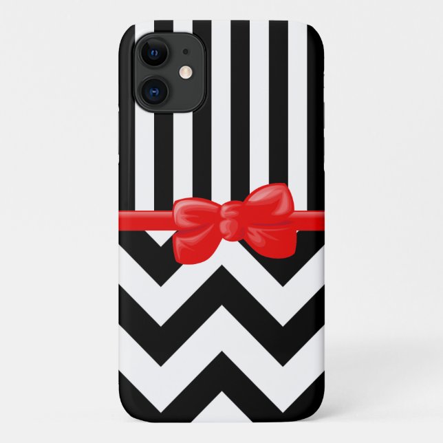 Zigzag, Chevron, Stripes, Black and White Case-Mate iPhone Case (Back)