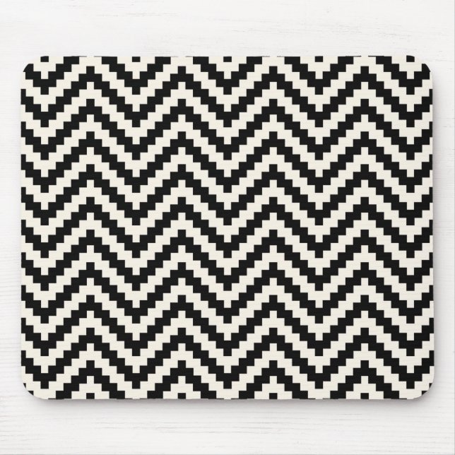 Zigzag Chevron Vertical Stripe in Black Mouse Pad (Front)