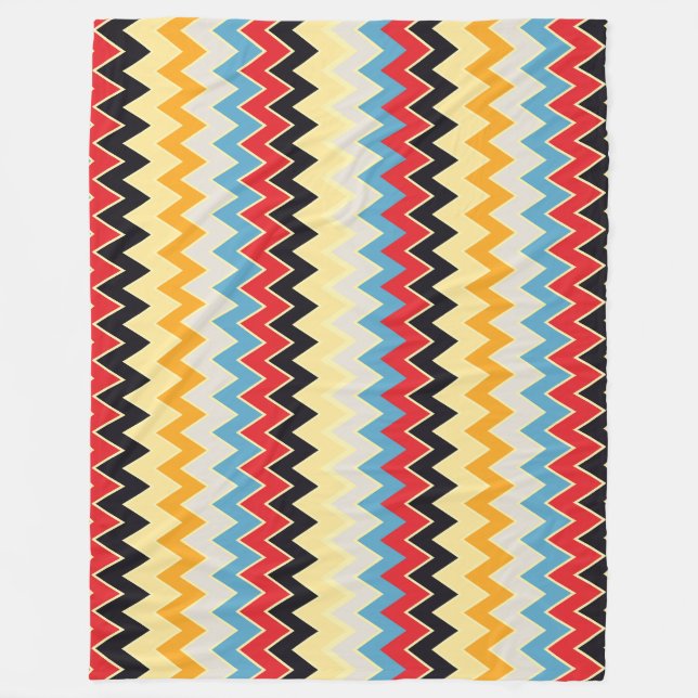 Zigzag Colors Lines Fleece Blanket (Front)
