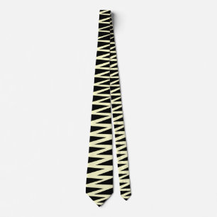 Zigzag - Cream on Black Neck Tie