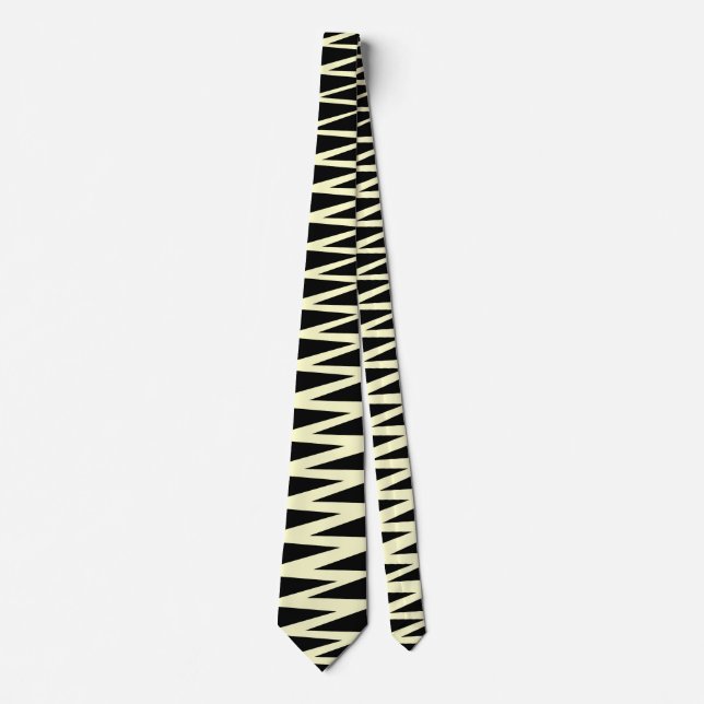 Zigzag - Cream on Black Neck Tie (Front)