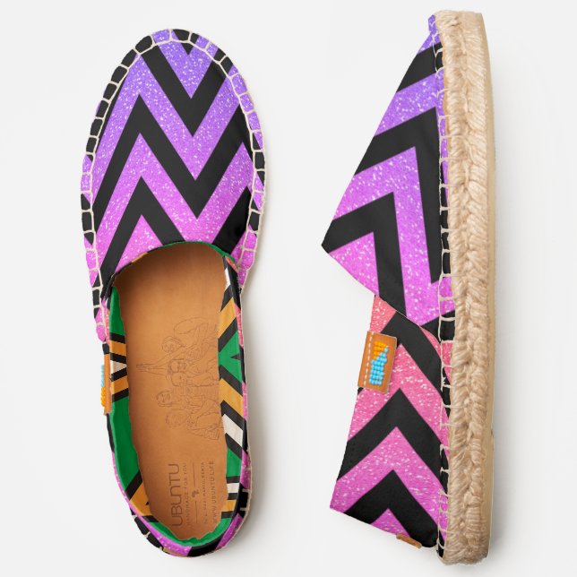 Zigzag Faux Blue Purple Glitter Image Pattern, ZEA Espadrilles (Side)