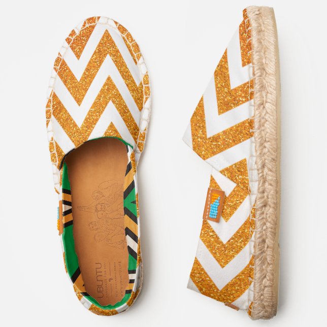 Zigzag Faux Copper Glitter Image Pattern, ZEA Espadrilles (Side)