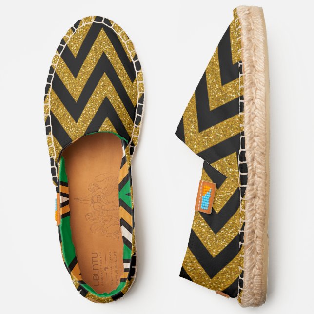 Zigzag Faux Gold Glitter Image Pattern, ZEA Espadrilles (Side)