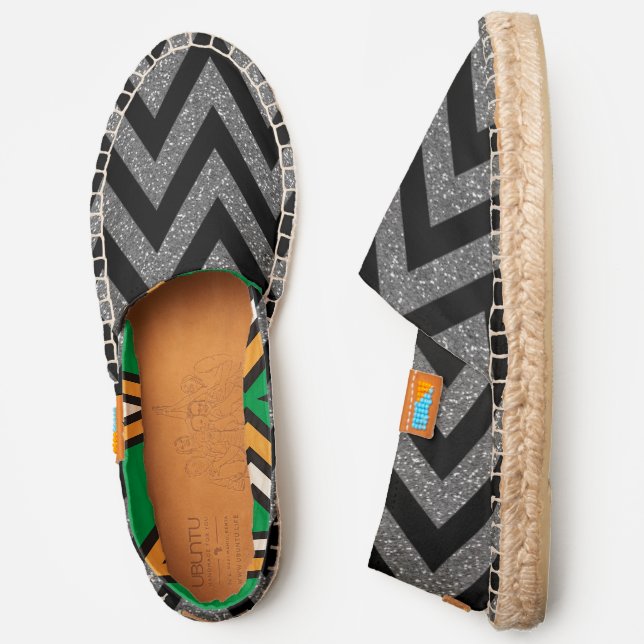 Zigzag Faux Gray Sliver Glitter Image Pattern, ZEA Espadrilles (Side)