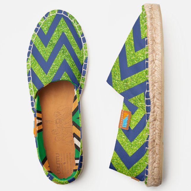 Zigzag Faux Green Glitter Image Pattern, ZEA Espadrilles (Side)