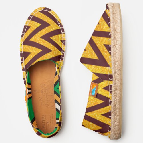 Zigzag Faux Yellow Gold Glitter Image Pattern ZEA Espadrilles