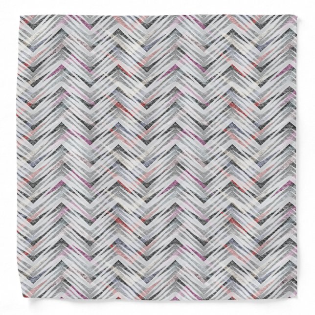 Zigzag, geometric, gray, lilac, pink, black, strip bandana (Front)